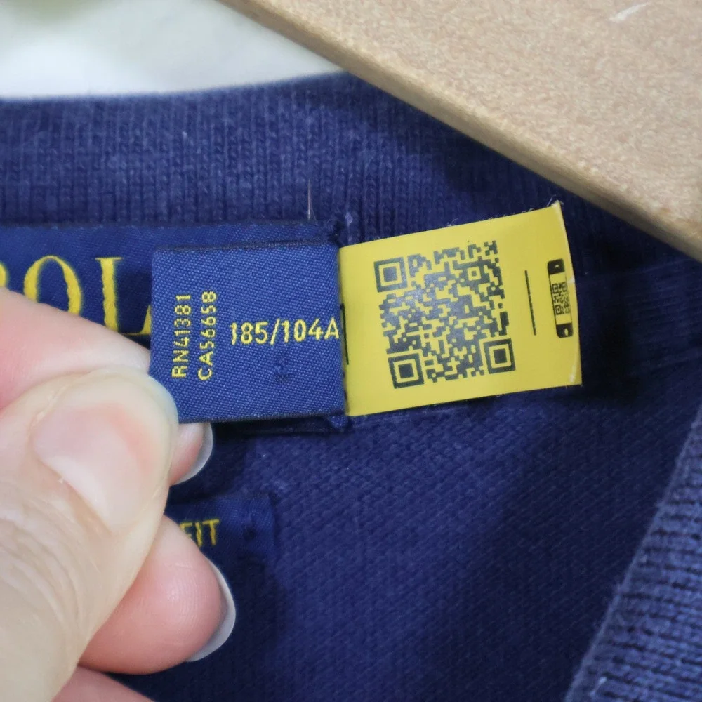 Polo Ralph Lauren Big Pony Custom Slim Fit Polo XL Navy Blue Cotton Mesh 3 Patch